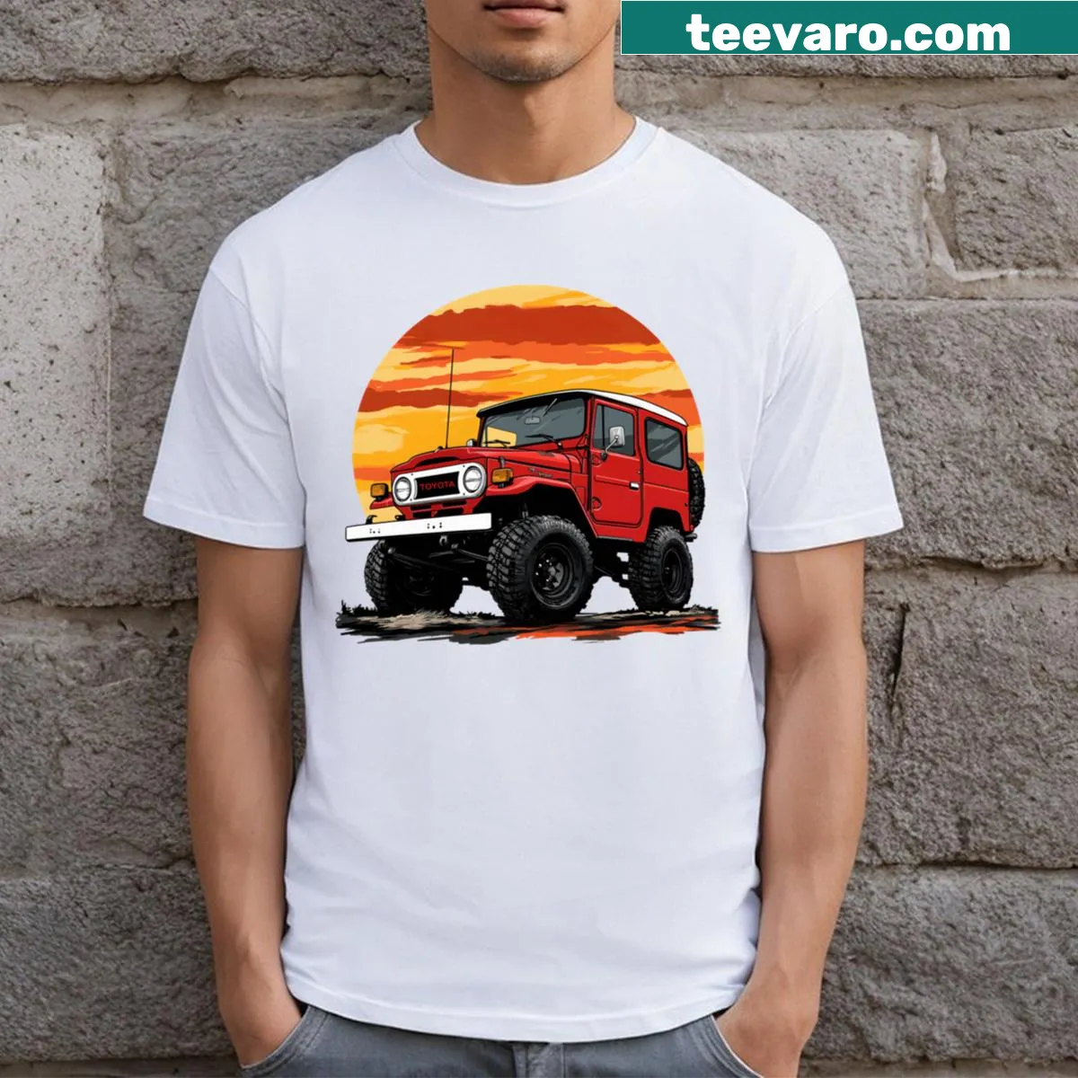 Vintage Land Cruiser Fj40 emblem T-shirt — on a men's t-shirt