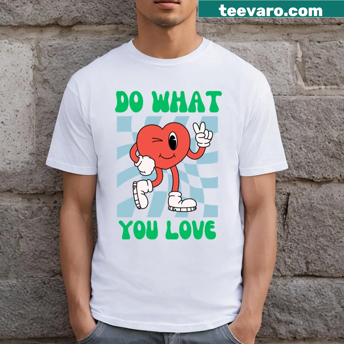 Inspirational T-shirt with Love In Every Beat message — on a men's t-shirt