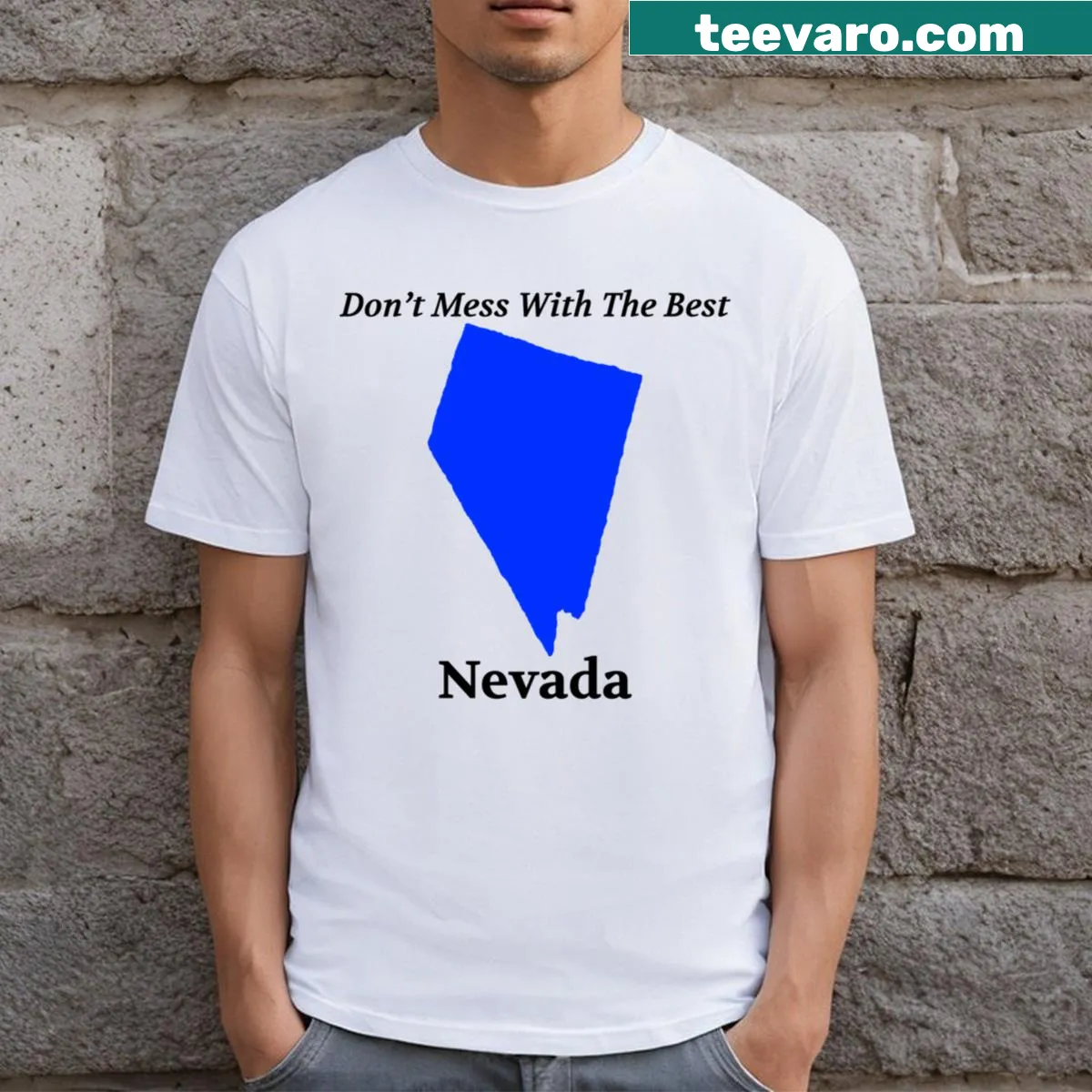 Bold badge emblem celebrating Nevada on a t-shirt — on a men's t-shirt