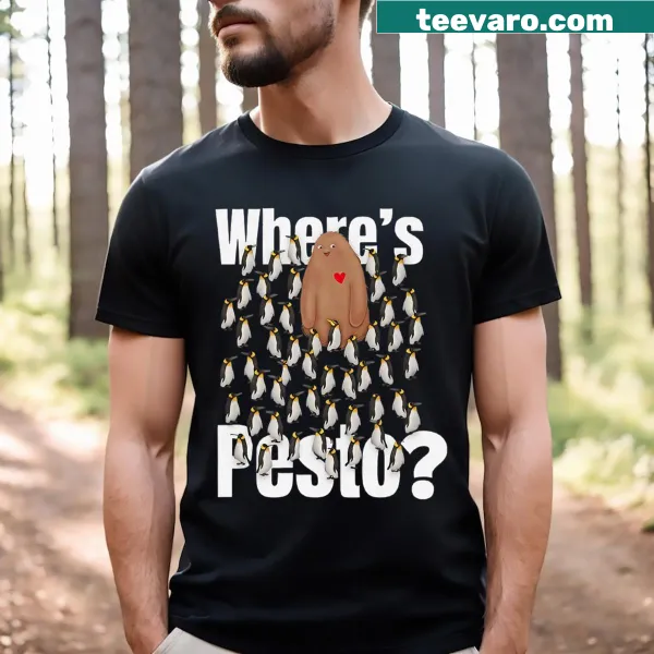 Cute graphic T-shirt featuring Pesto the Penguin