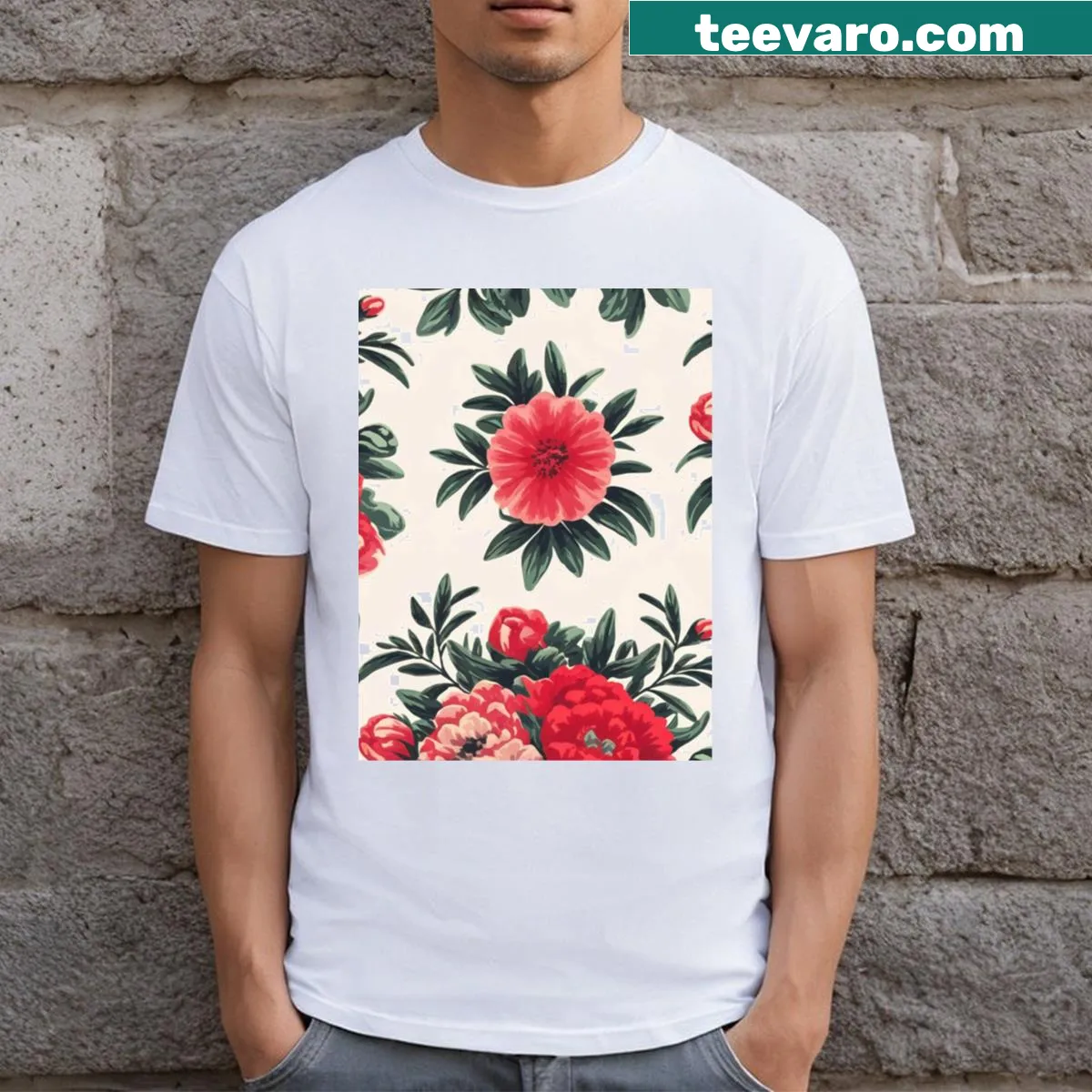 Floral illustration on a sleeveless top t-shirt — on a men's t-shirt
