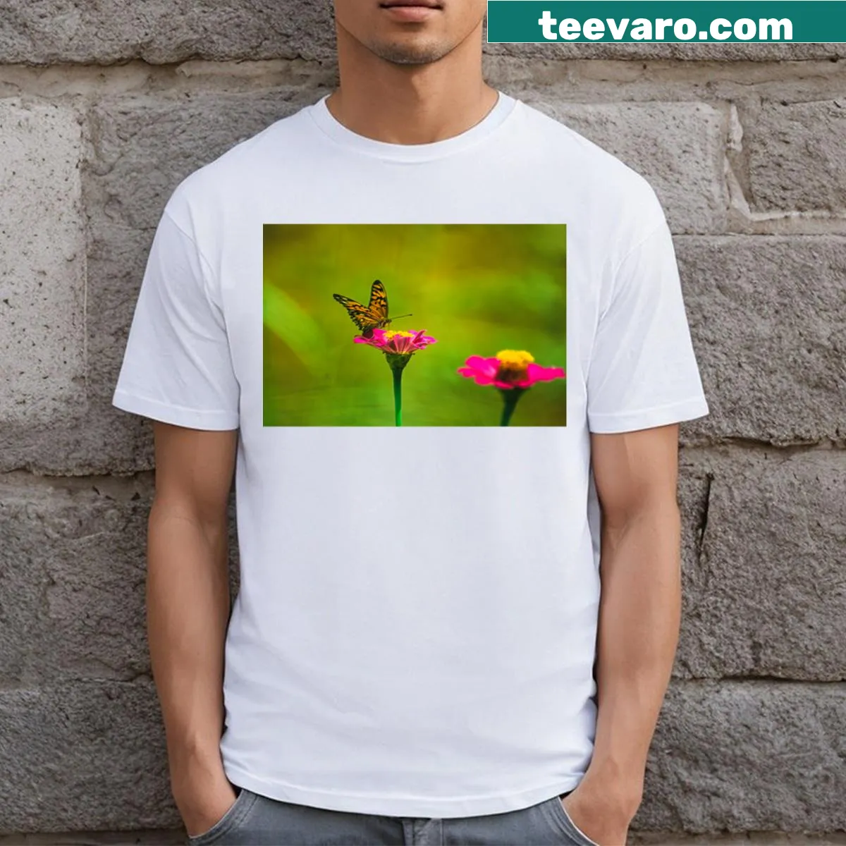 Illustration of a Sla Spotted Butterfly on a t-shirt — on a men's t-shirt