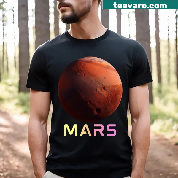 Artistic illustration of Mars on a t-shirt