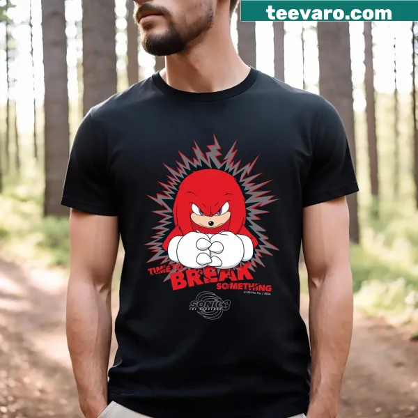 Knuckles from Sonic the Hedgehog 3 on T-shirt, ready for adventure