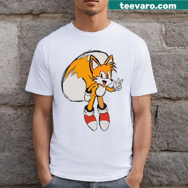 Cartoon T-shirt featuring Tails from Sonic video game