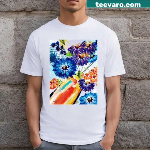 Floral illustration T-shirt featuring tranquil blooms