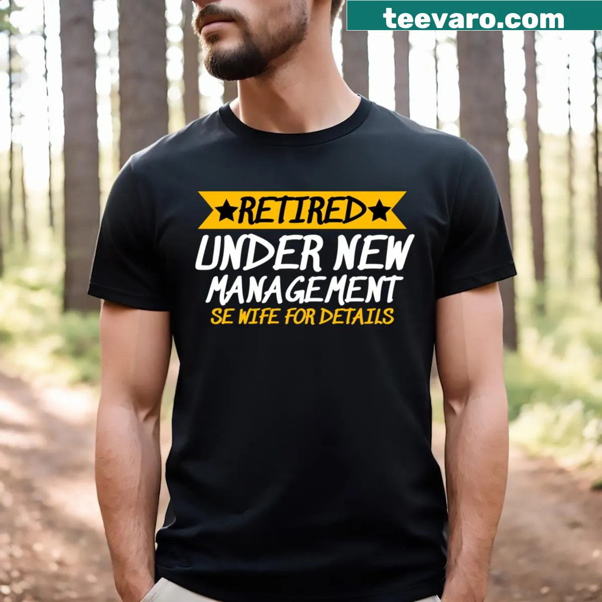 Retirement t-shirt with bold lettering for dads — on a men's t-shirt