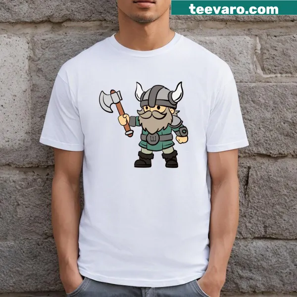 Illustration of a Viking warrior with an axe on a t-shirt