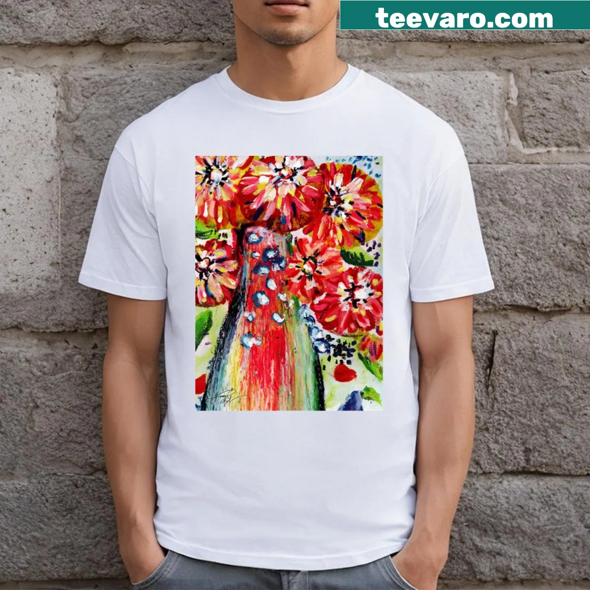 Cheerful t-shirt featuring a watermelon bouquet illustration — on a men's t-shirt