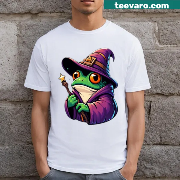 Cartoon wizard frog with fanfiction stickers design