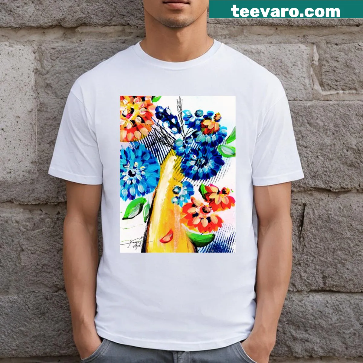 Funny T-shirt featuring a whimsical graphic of a 'Boobquet' — on a men's t-shirt