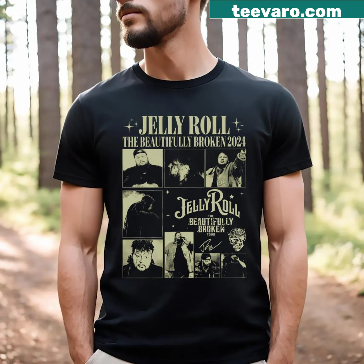 Retro-inspired t-shirt celebrating 90s music and jelly roll style — on a men's t-shirt