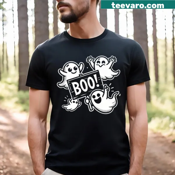 Halloween graphic with 'Boo! Are You Scared Yet' text T-shirt