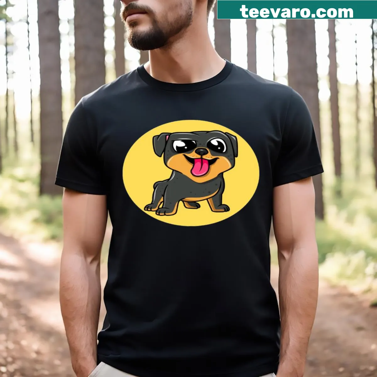 Cute cartoon puppy graphic on a t-shirt — on a men's t-shirt