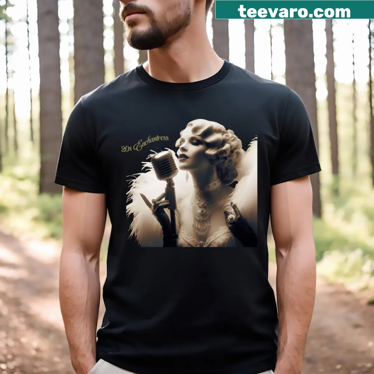 Minimalist T-shirt with an enchanting figure illustration — on a men's t-shirt