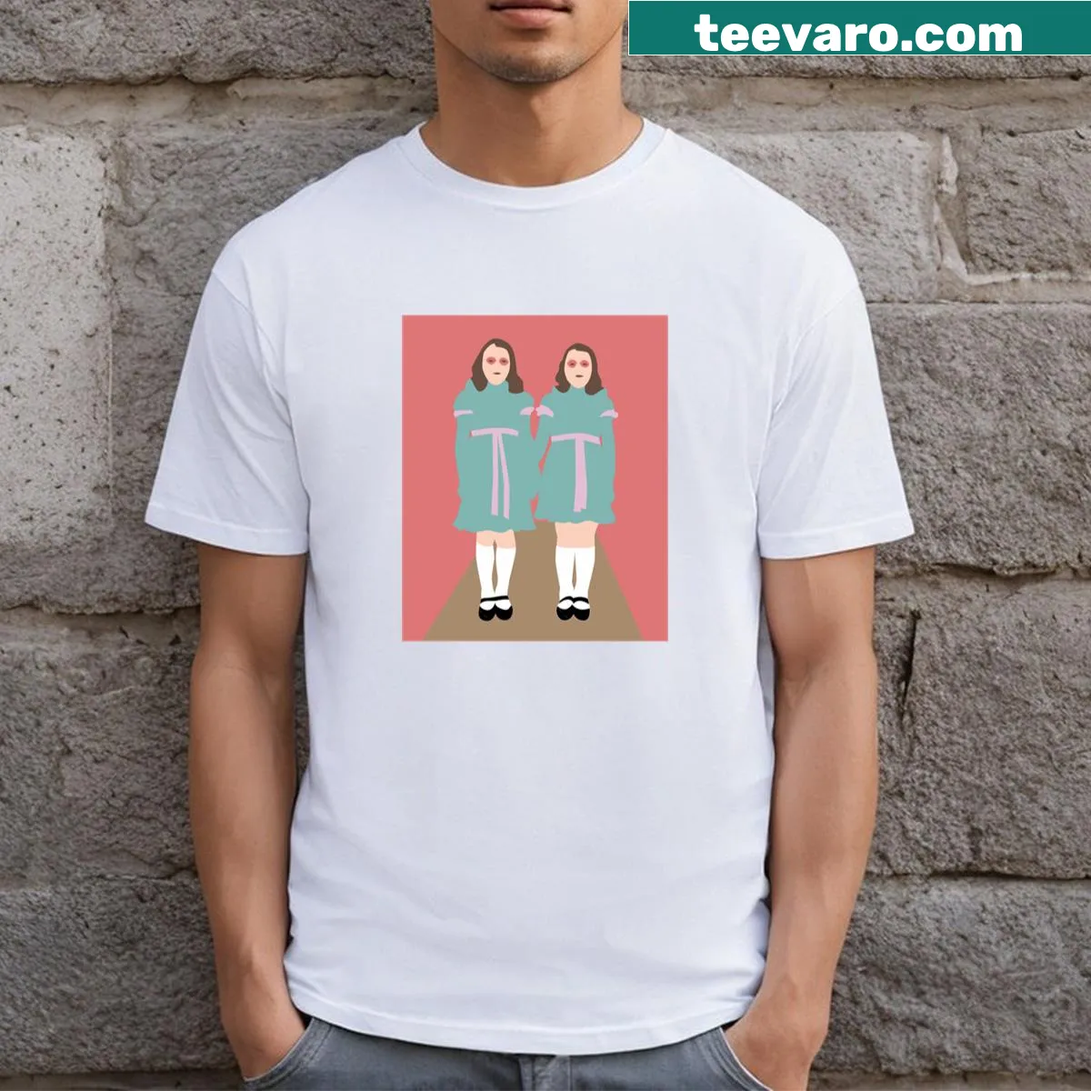 Illustrated tribute to the Grady Twins from 'The Shining' on a T-shirt — on a men's t-shirt