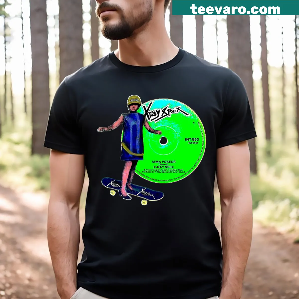 Graphic T-shirt celebrating skateboarding culture with a skateboarder — on a men's t-shirt