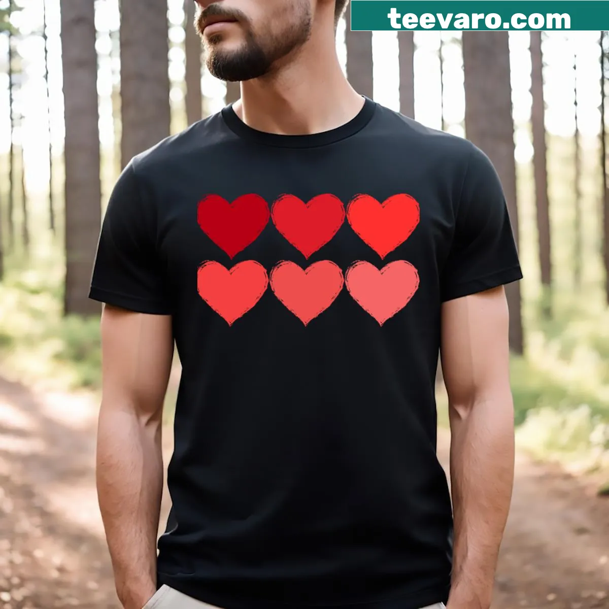 Minimalist heart graphic on casual T-shirt — on a men's t-shirt