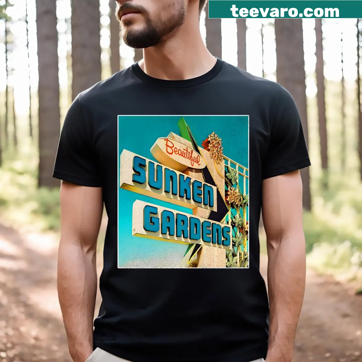 Historic Marquee design from Sunken Gardens Florida — on a men's t-shirt