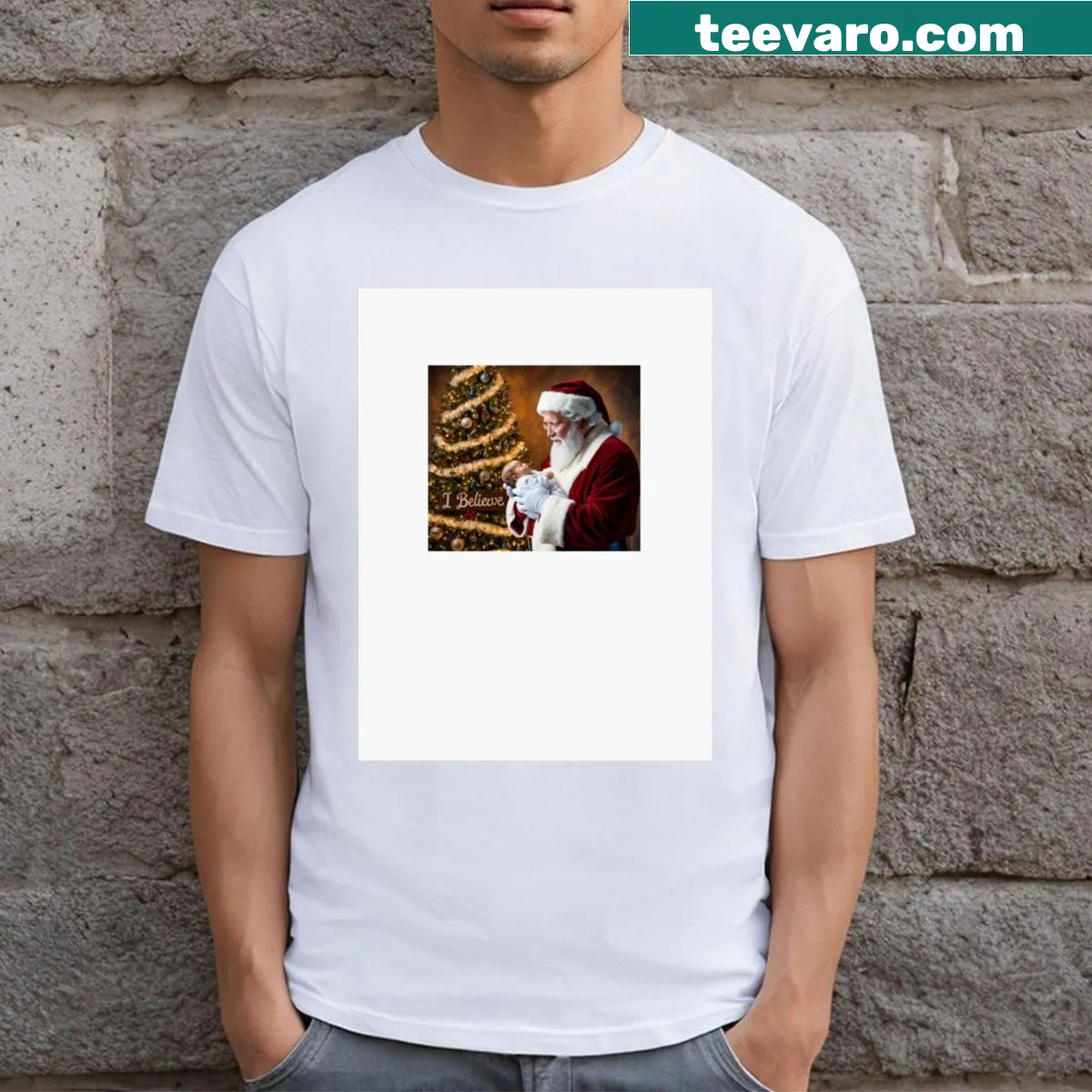 Simple typography design stating I Believe on T-shirt — on a men's t-shirt