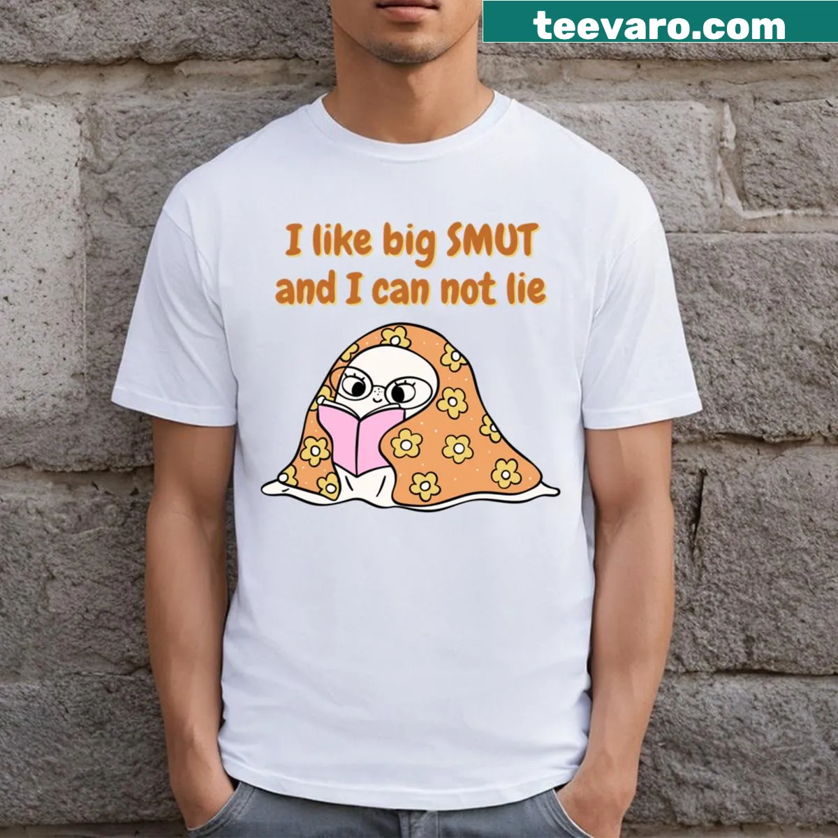 T-shirt featuring the phrase 'I Like Big Smut' in bold typography — on a men's t-shirt