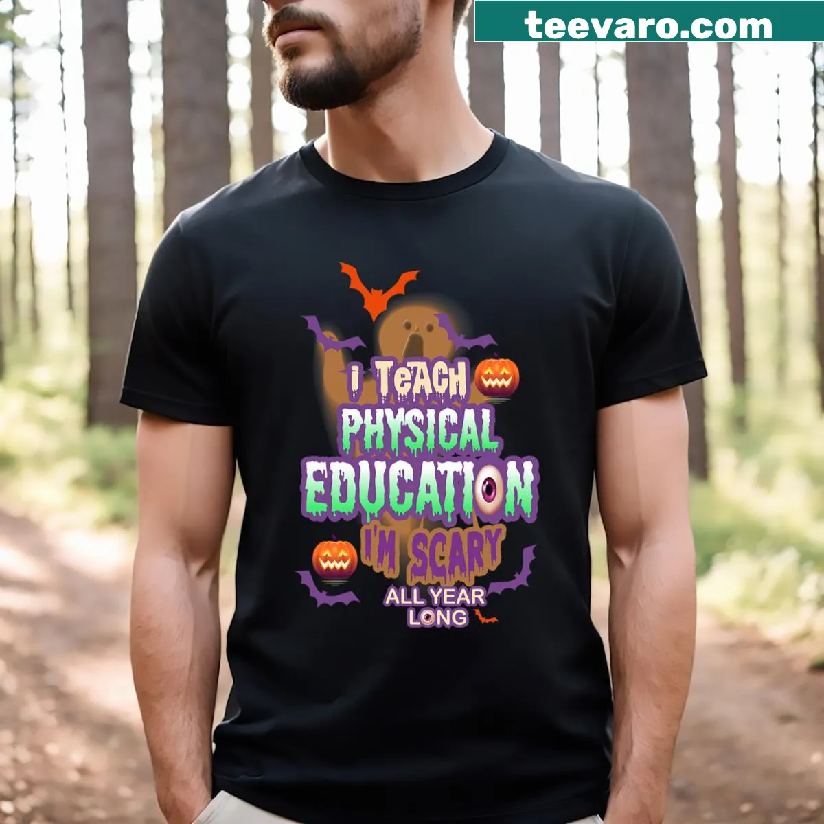 Funny Physical Education teacher t-shirt with humorous slogan — on a men's t-shirt