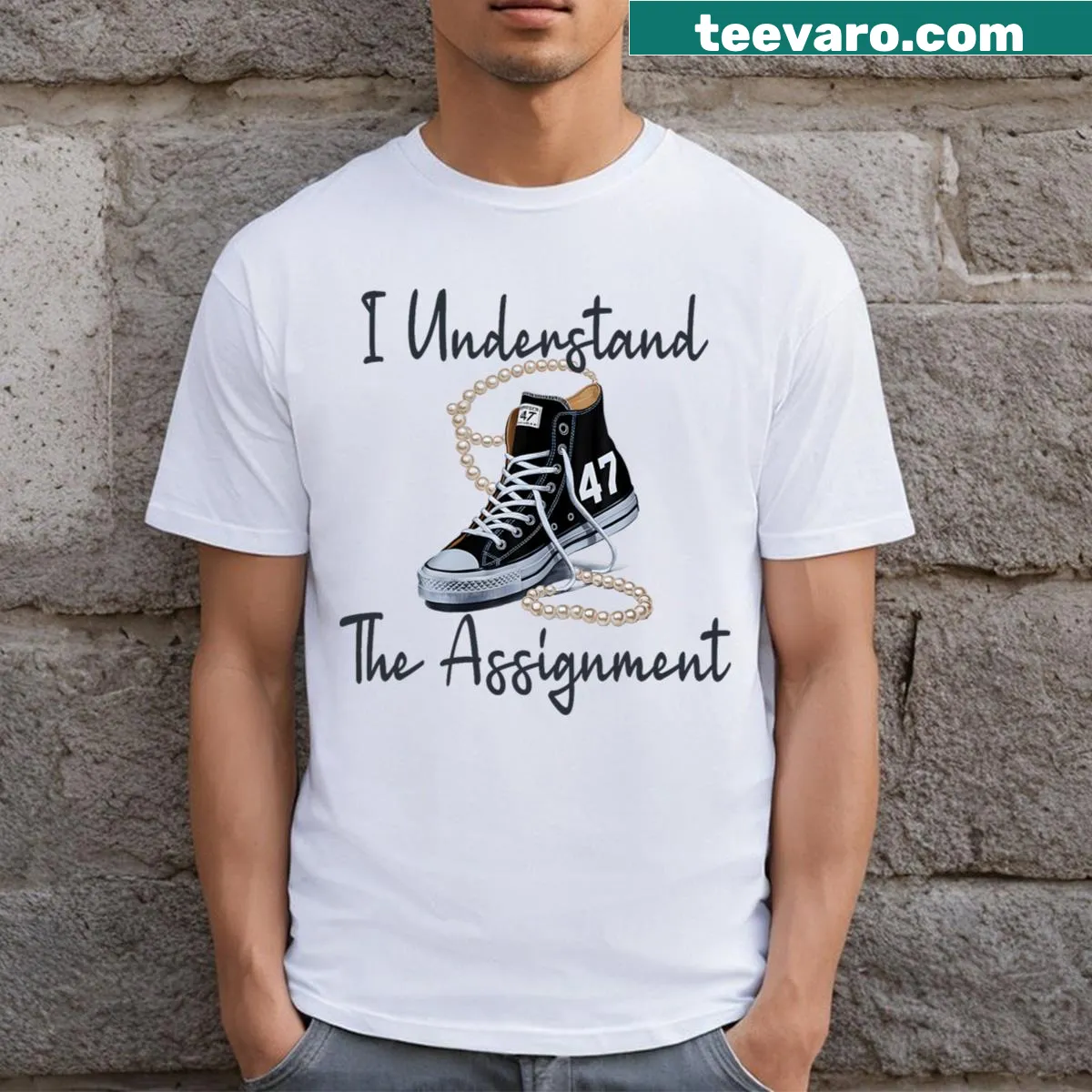 T-shirt with the phrase 'I Understand The Assignment' for Election 2024 — on a men's t-shirt