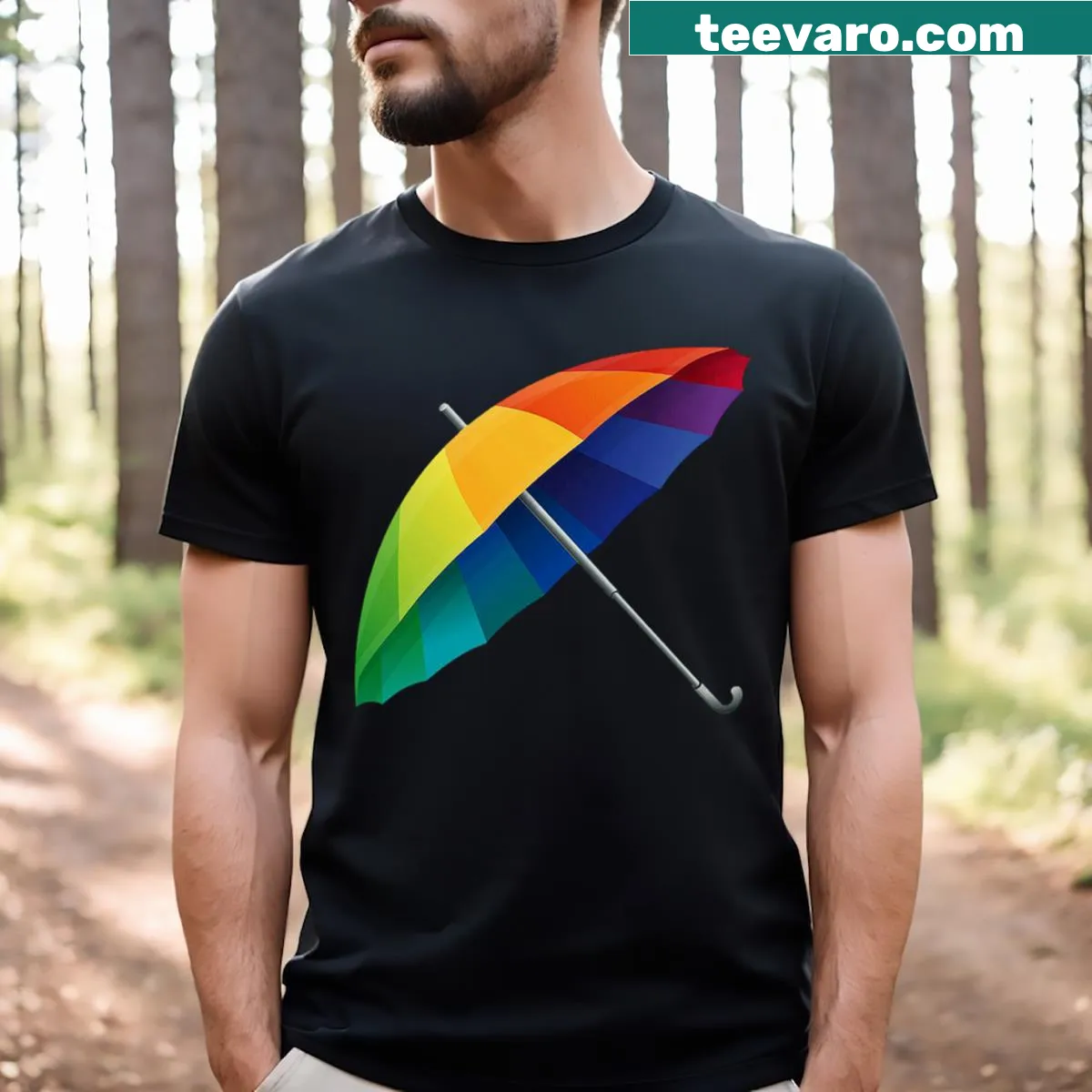 Wholesome t-shirt with uplifting phrase about singing in the rain — on a men's t-shirt