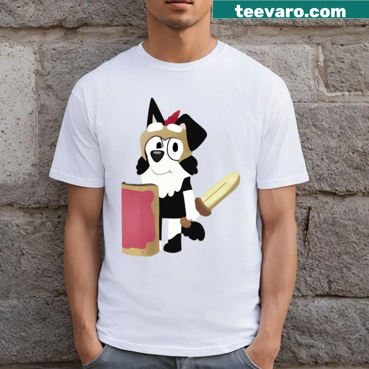 Halloween T-shirt featuring Knight Mackenzie from Bluey — on a men's t-shirt