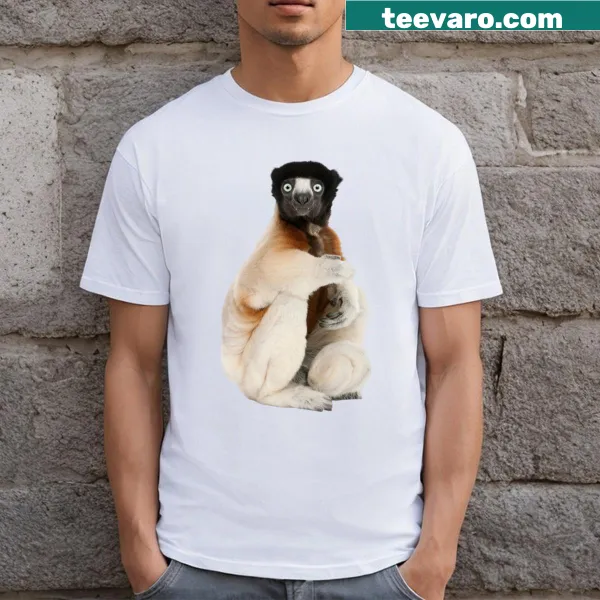 Cartoon monkey graphic on a large funny t-shirt