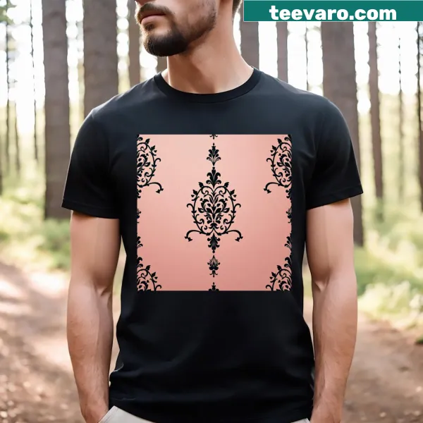Matte pink damask pattern graphic t-shirt