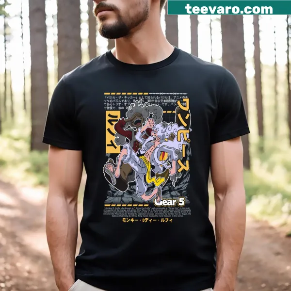 Vintage anime graphic of Monkey D Luffy on t-shirt