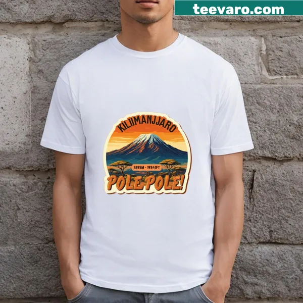 Unique sticker-style Mount Kilimanjaro T-shirt design