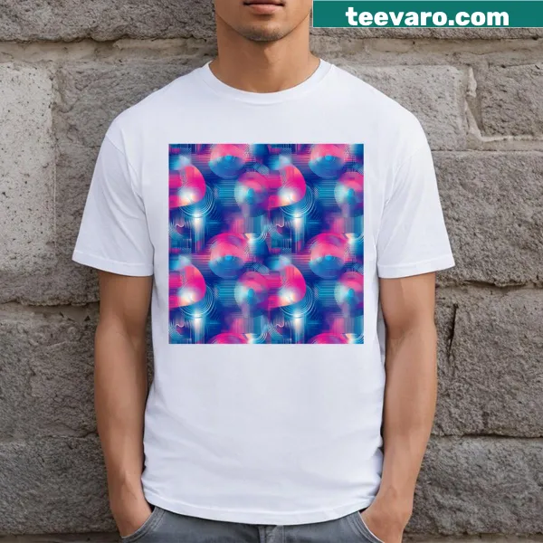 T-shirt featuring a bold, abstract neon pattern for 2025