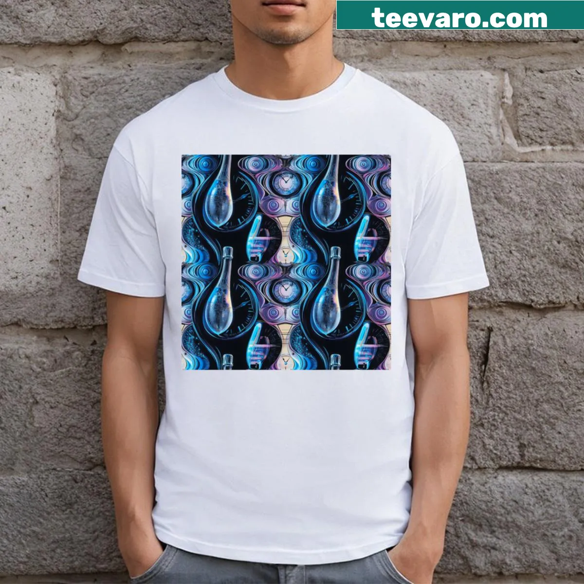 Holographic Yin Yang design on a stylish t-shirt — on a men's t-shirt