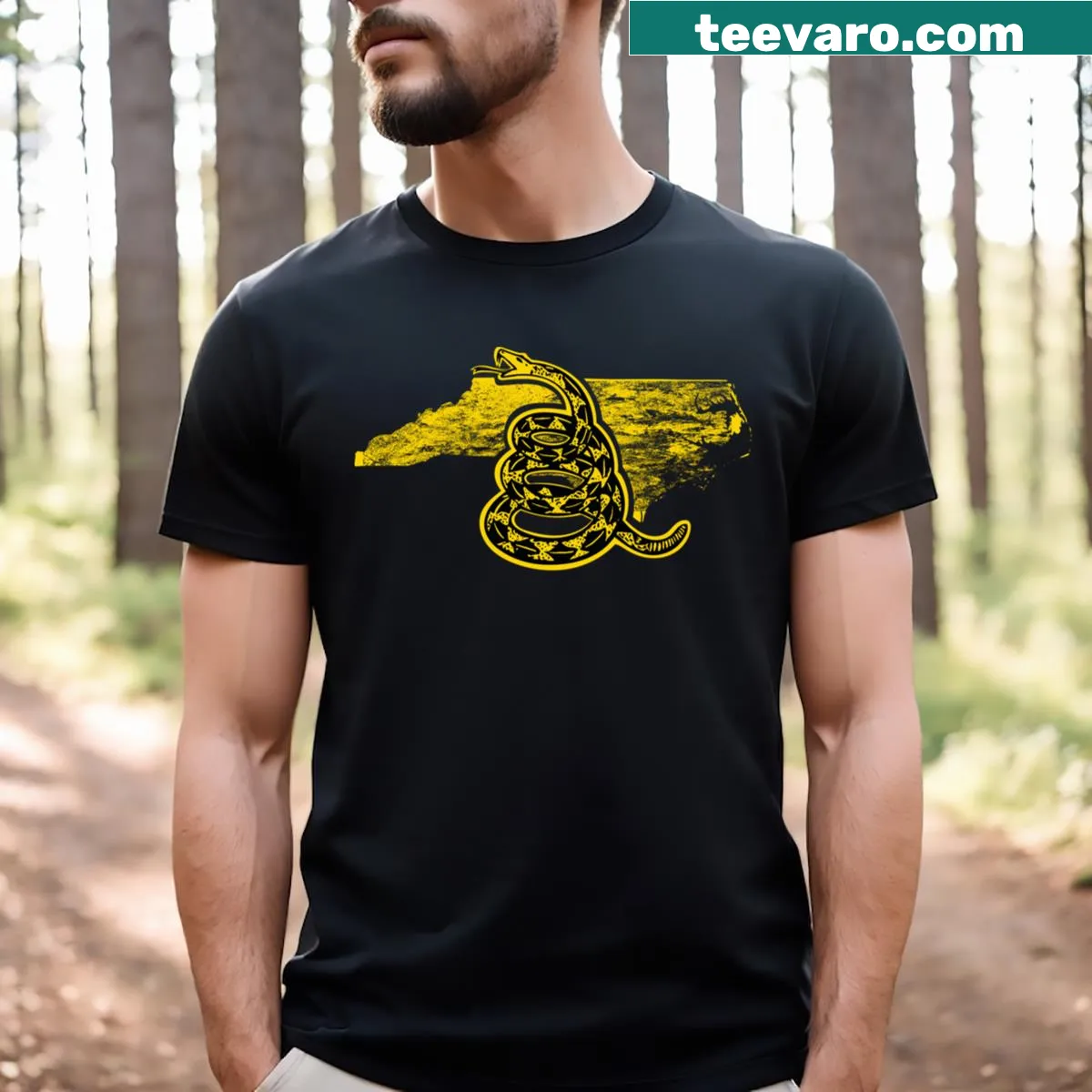 T-shirt featuring Gadsden Snake Flag and 'Freedom Is The Superpower' — on a men's t-shirt