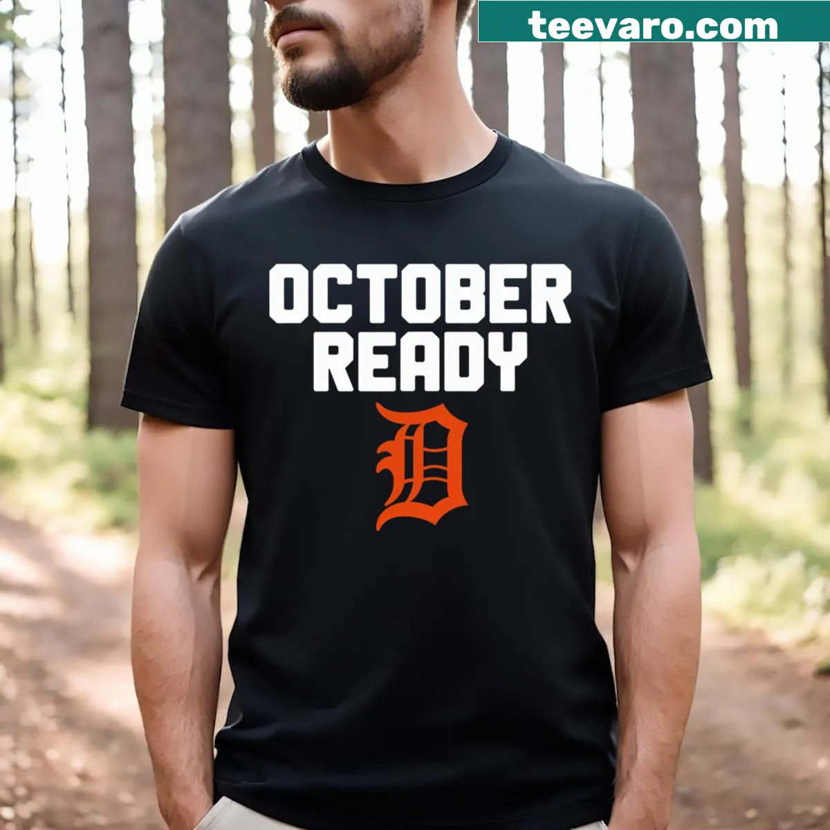 Halloween-themed t-shirt with playful graphics for October — on a men's t-shirt