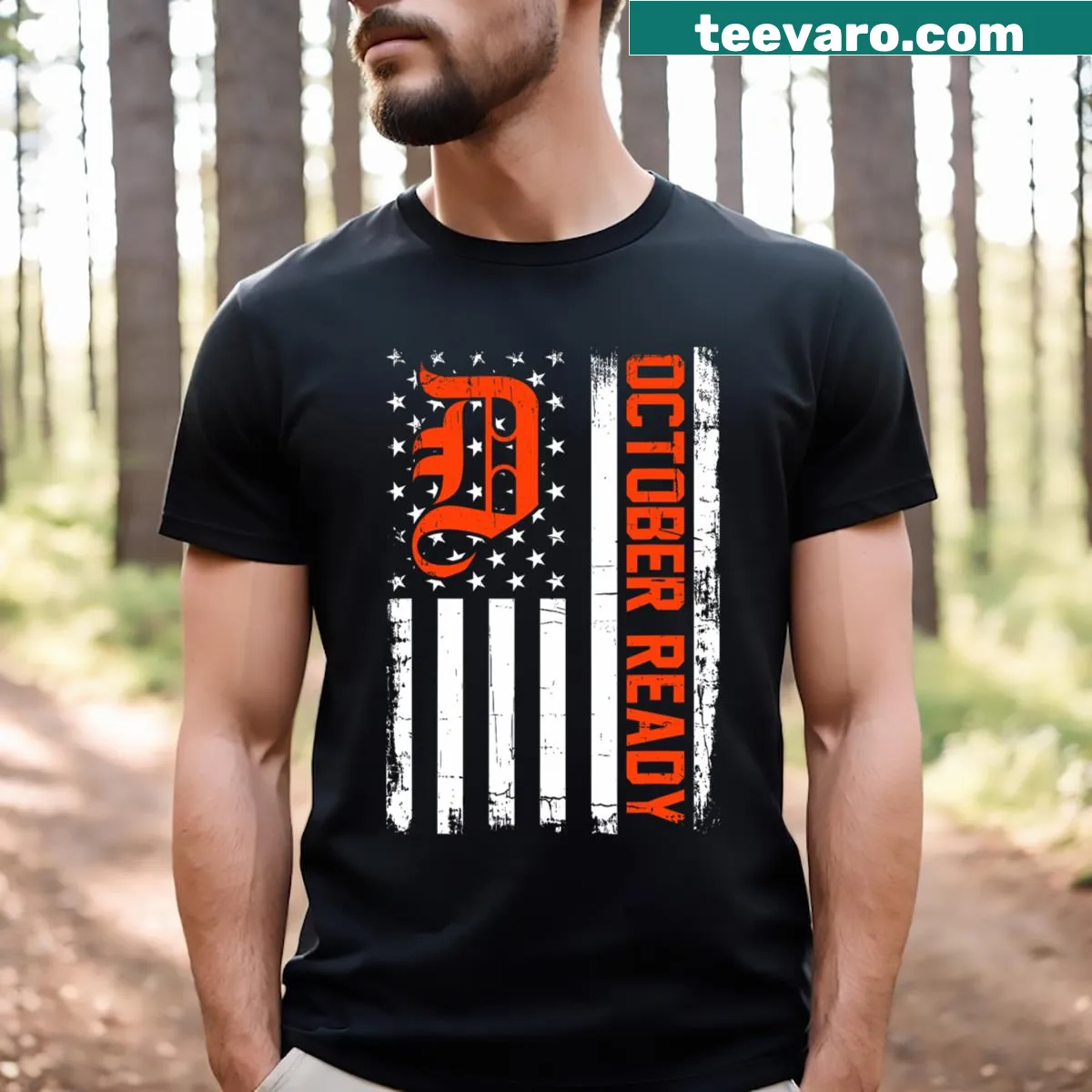 T-shirt with U.S. flag and team design for playoffs — on a men's t-shirt