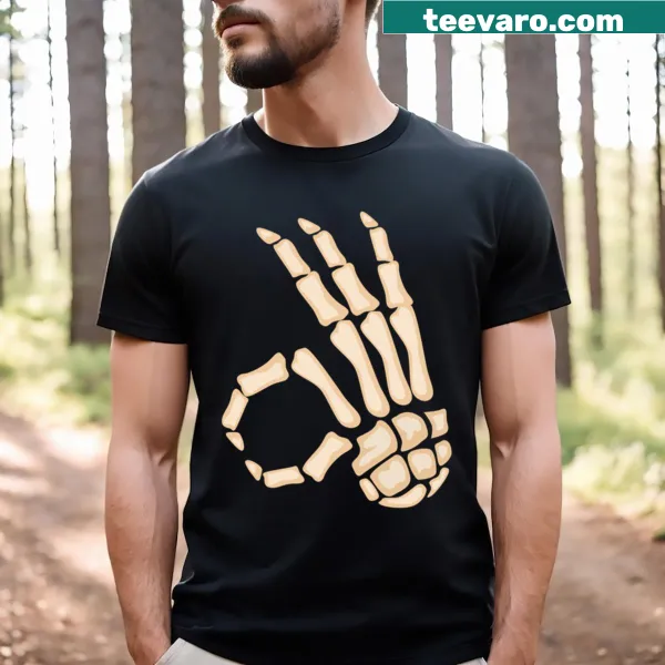 Skeleton hand graphic T-shirt for Halloween fun