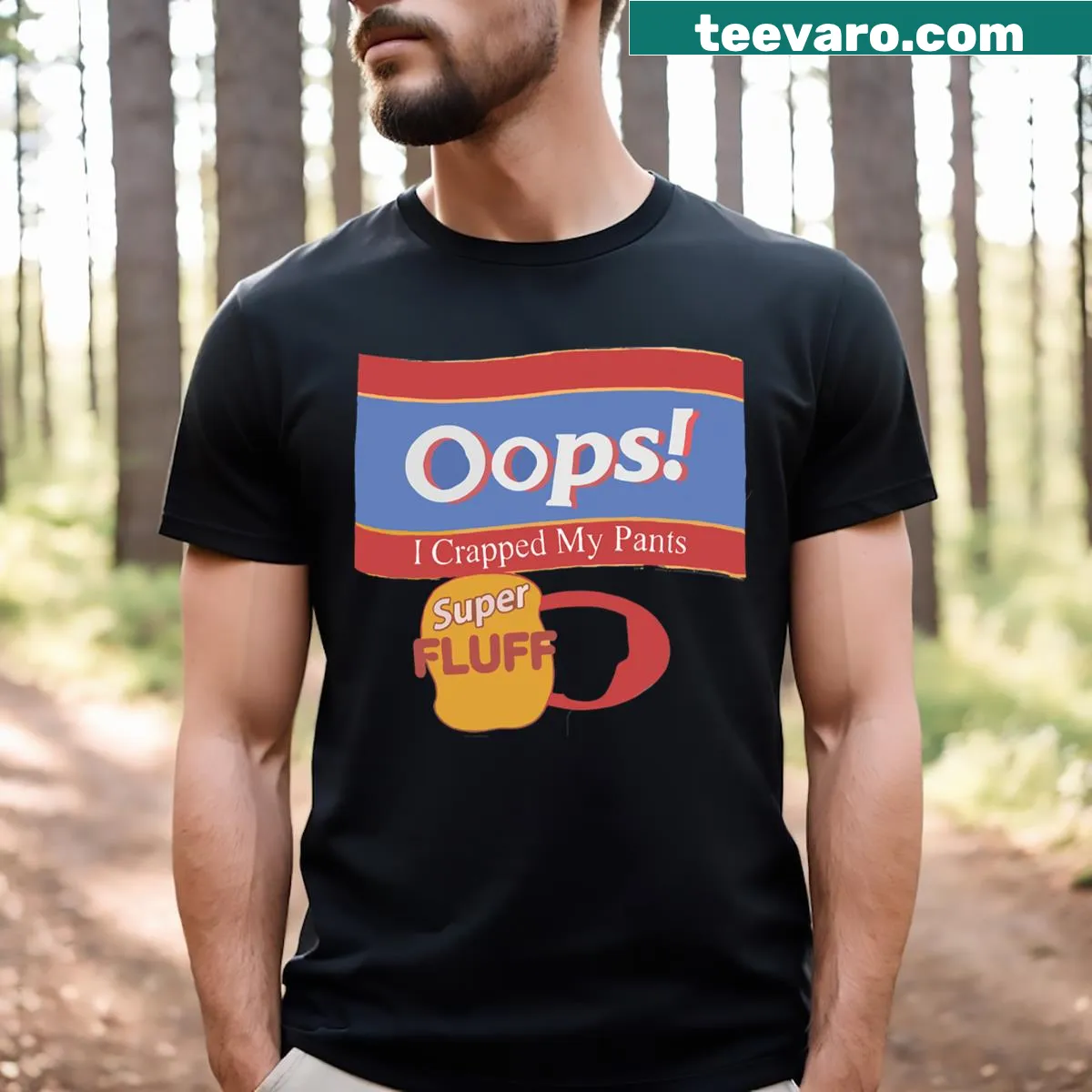 Funny t-shirt with humorous text about a mishap — on a men's t-shirt