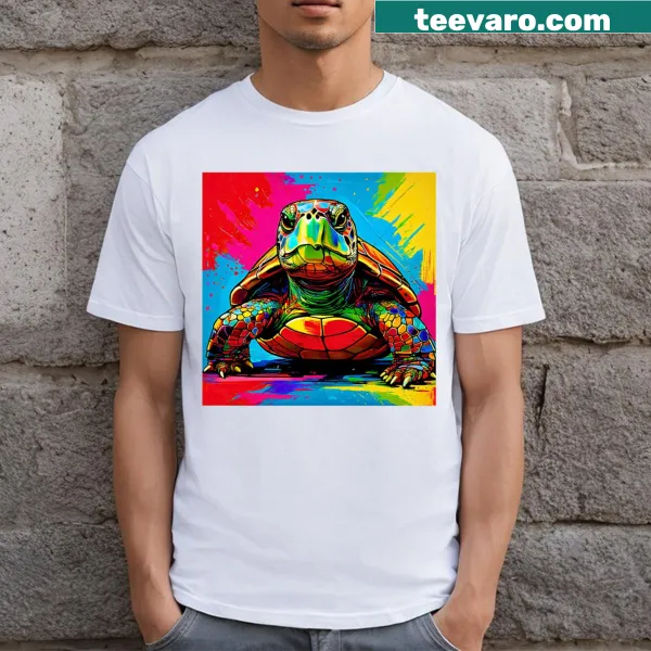 Playful pop art turtle design on a casual T-shirt