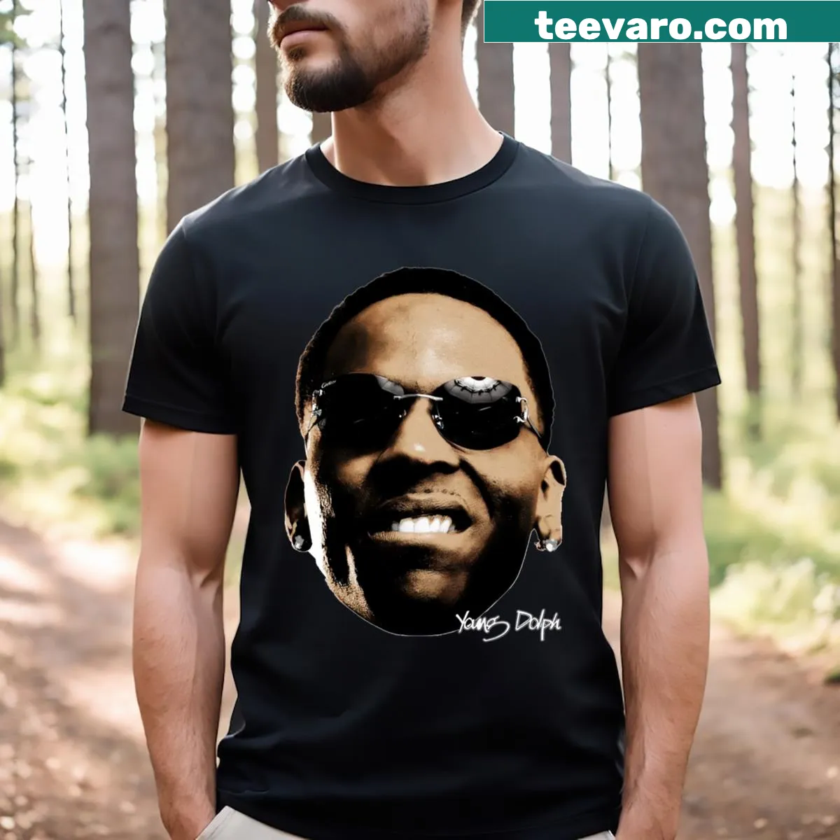 Bold typography T-shirt celebrating Young Thug in hip hop culture — on a men's t-shirt