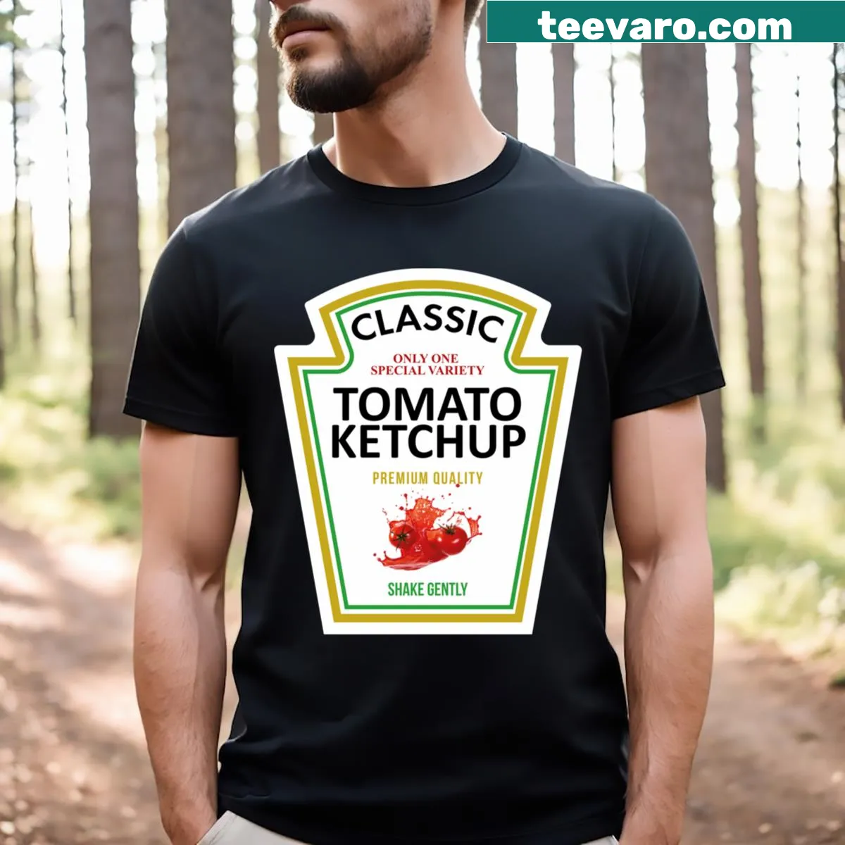 Funny ketchup costume T-shirt for kids, ideal for Halloween — on a men's t-shirt
