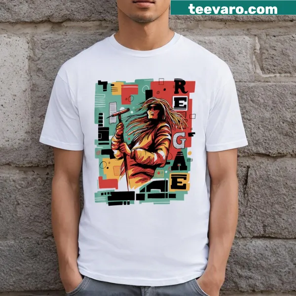 Illustrative T-shirt celebrating reggae music and peaceful vibes