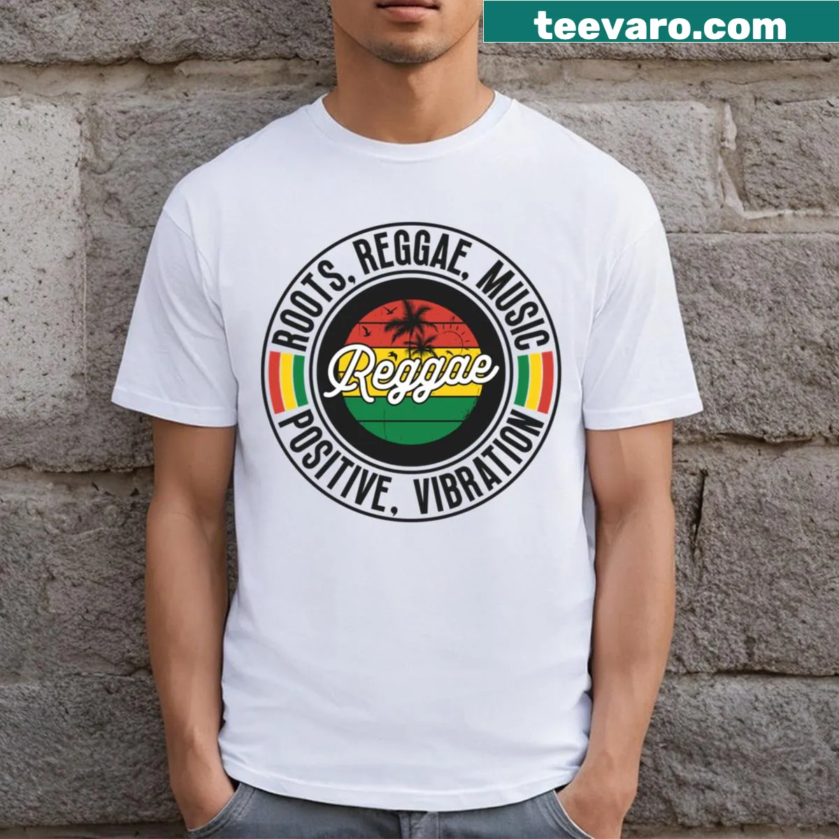 Rastafari-inspired reggae artwork on a T-shirt — on a men's t-shirt