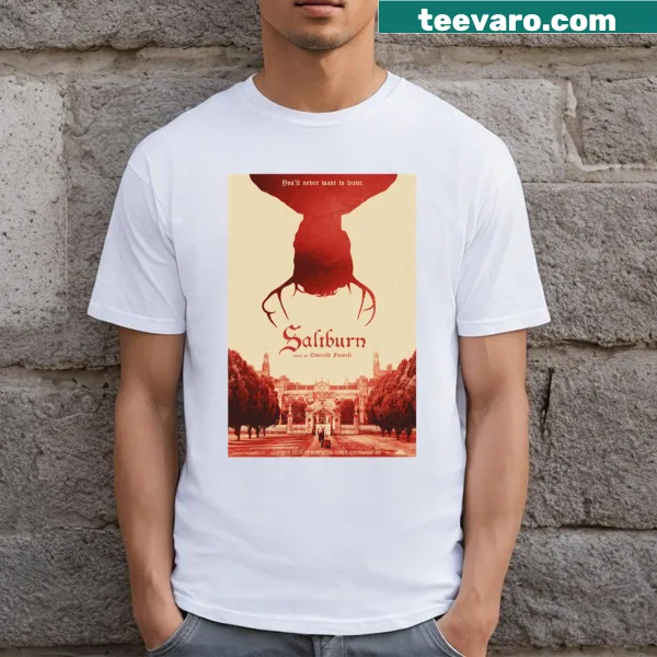 Stylish T-shirt with Saltburn movie poster design