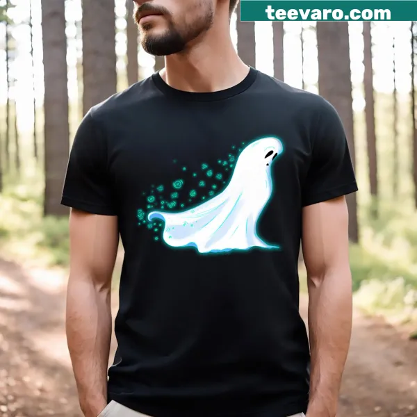 Cute sparkling ghost illustration on a Halloween t-shirt