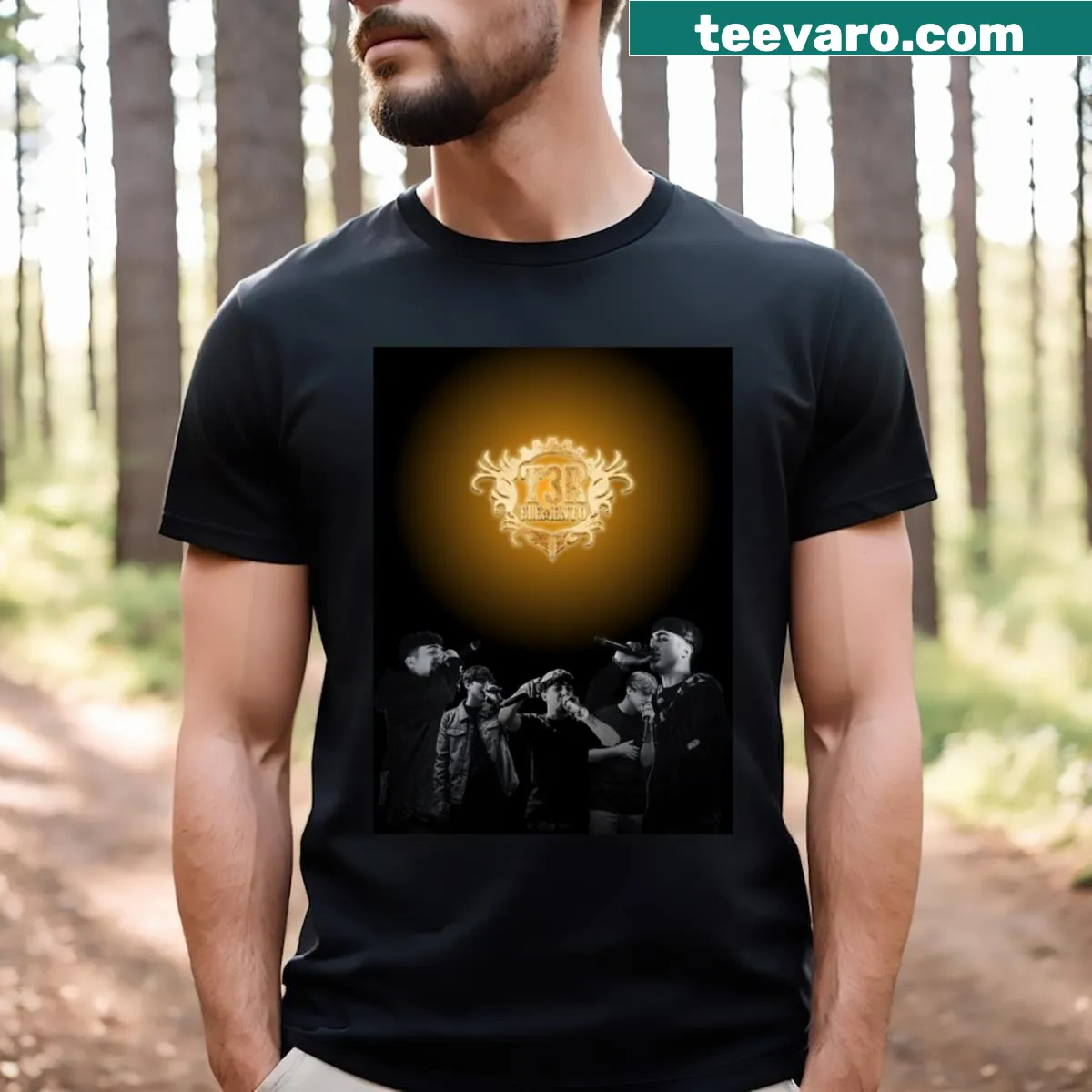 T3r Elemento T-shirt with bold poster-style graphic — on a men's t-shirt