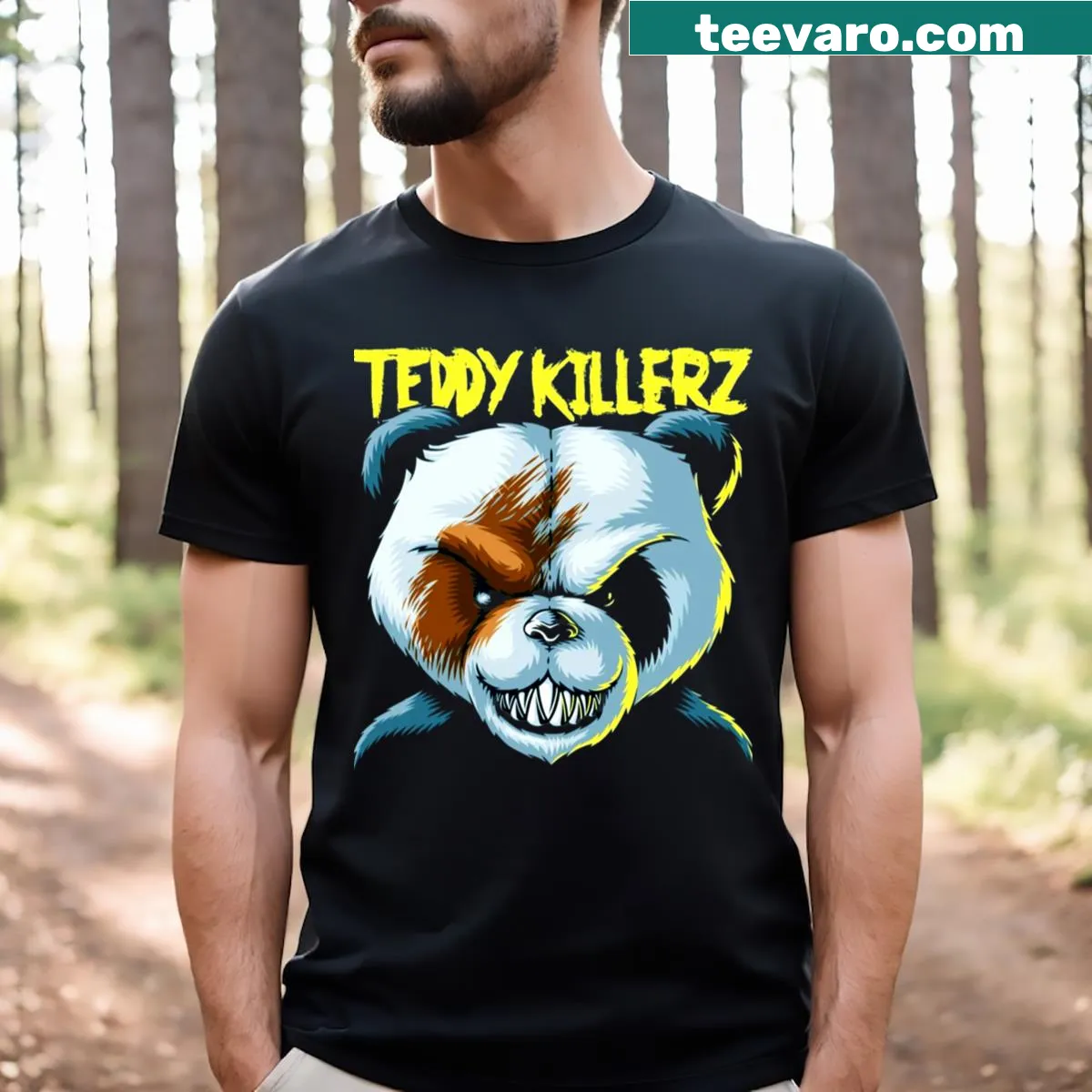Teddy Killerz T-shirt with bold graphic art — on a men's t-shirt