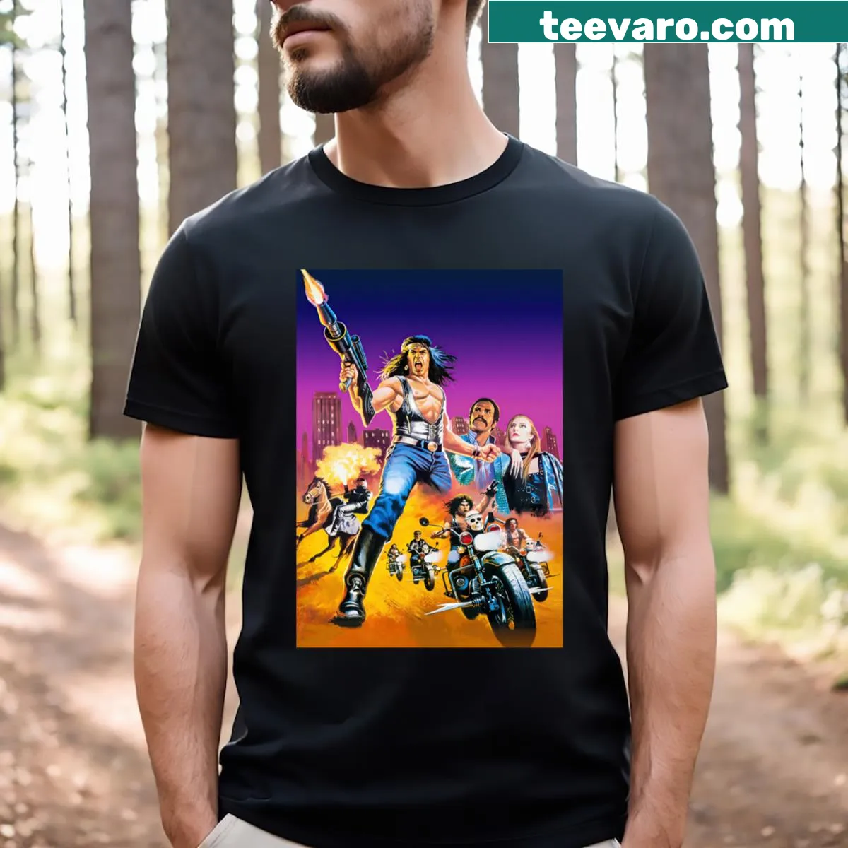 Bold Bronx Warrior typography graphic T-shirt — on a men's t-shirt